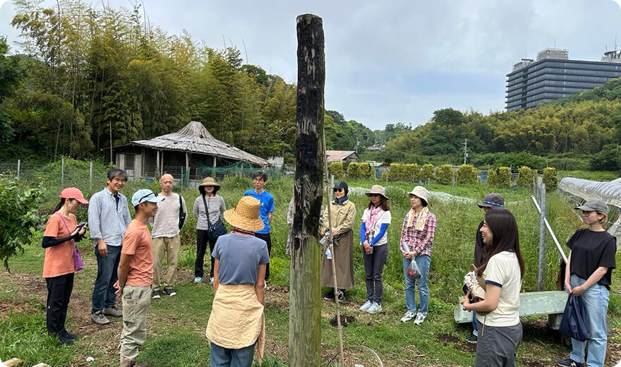 屋外で集まる人たちの写真