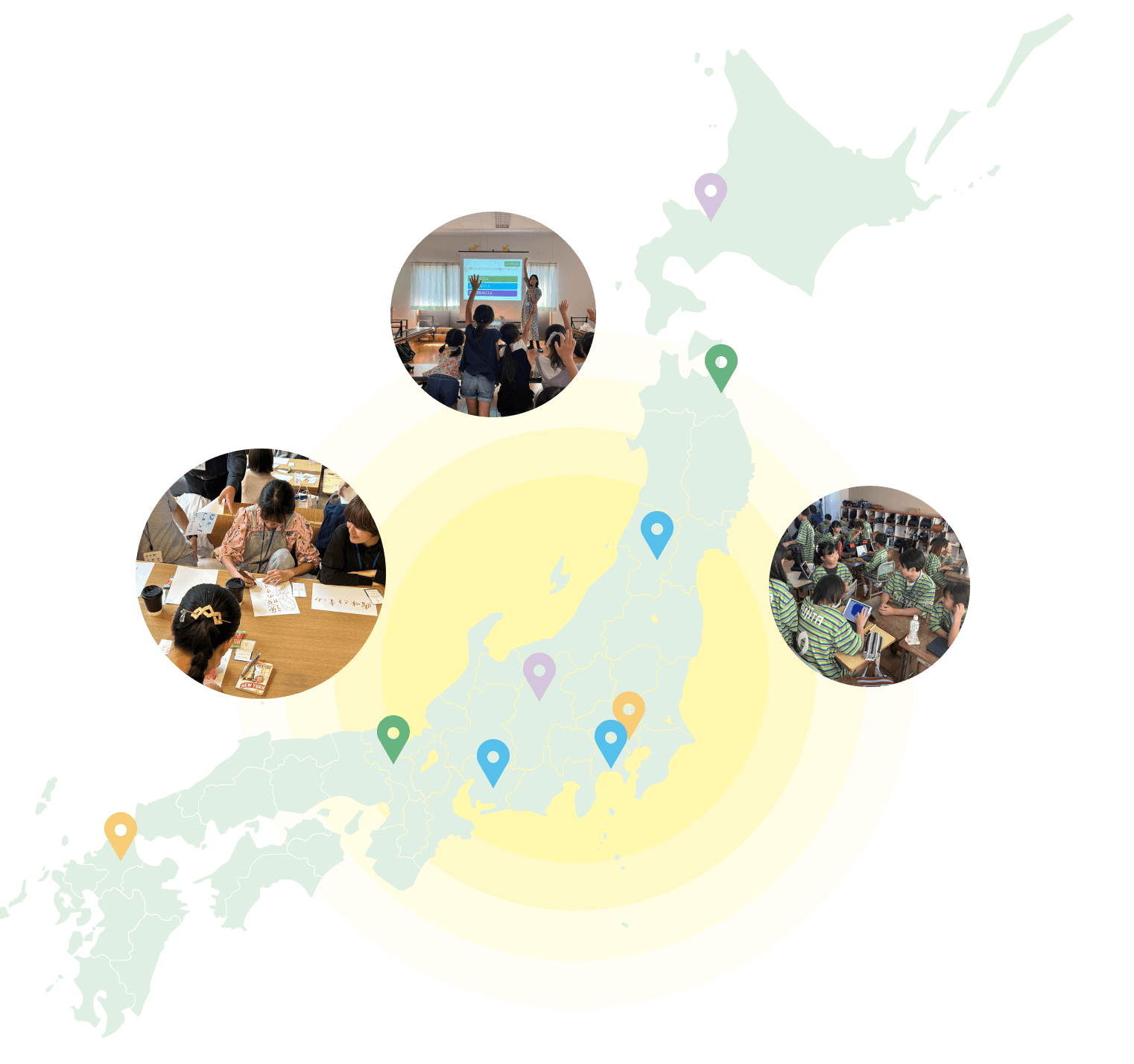 8箇所にチェックマークがある日本地図のイラスト